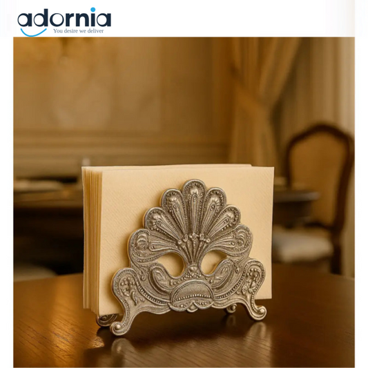 Ornate Silver Napkin Holder – Vintage Decorative Table Accessory