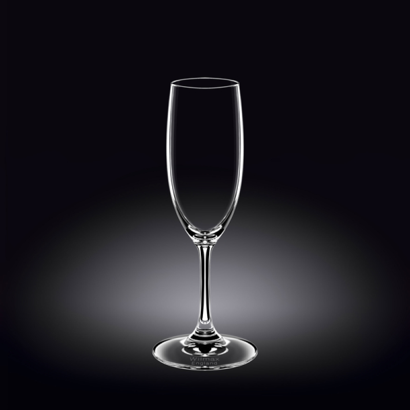 Wilmax Champagne Flute Glass – 230 ml | Set of 6 Elegant Crystal Glasses