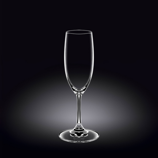 Wilmax Champagne Flute Glass – 230 ml | Set of 6 Elegant Crystal Glasses