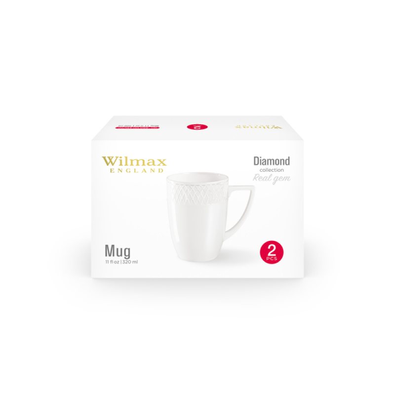 Wilmax England JULIA Fine China Mug Set – 350 ml (Set of 2)