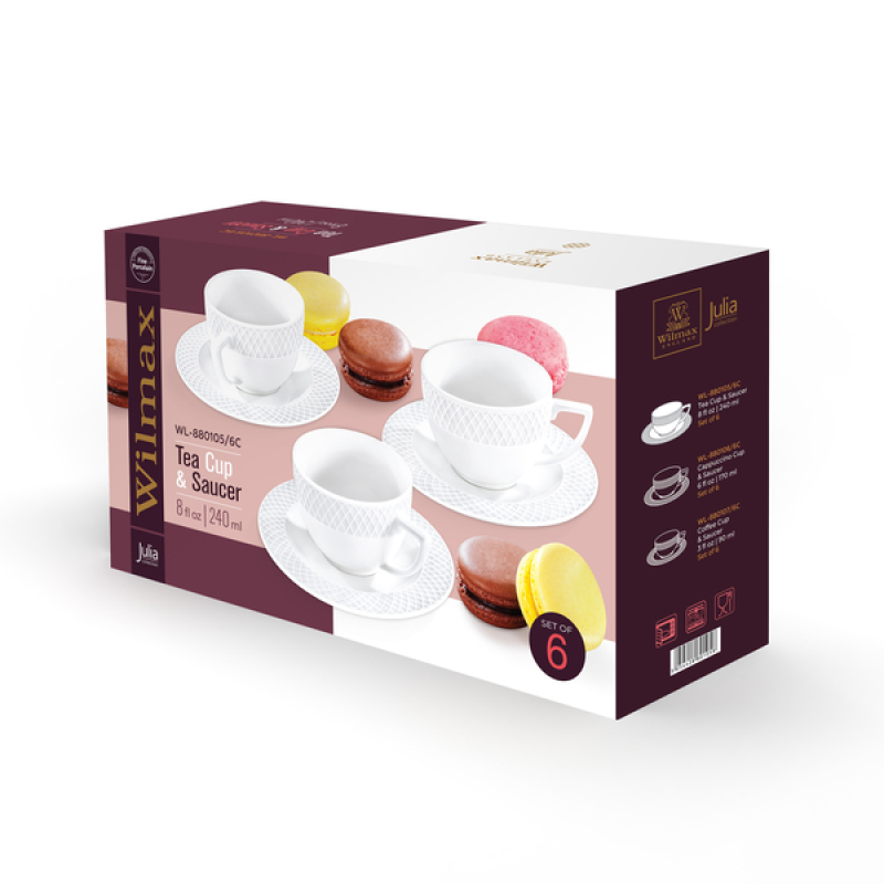 Wilmax England JULIA Tea Cup & Saucer – Set of 6