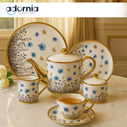 MODERN PRINTED 24 PIECES BONE CHINA TEA SET – LUXURY TEA CUP & SAUCER SET - 2806-003