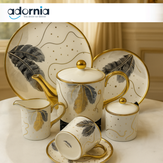MODERN PRINTED 24 PIECES BONE CHINA TEA SET – LUXURY TEA CUP & SAUCER SET - 2806-002