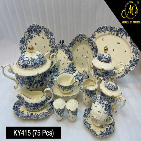 Imported Premium 75 Pcs Dinner Set for 8-persons Serving - Inspired by Royal Albert England