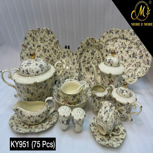 Imported Premium 75 Pcs Dinner Set for 8-persons Serving - Inspired by Royal Albert England