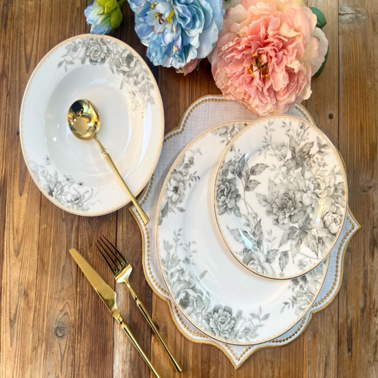 Johnson Brothers 18 Pcs Plate Set – Elegant Dinnerware with Rice, Deep & Quarter Plates