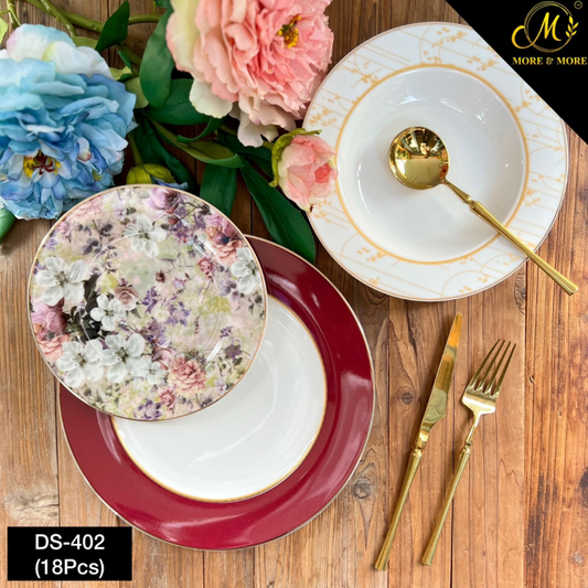 Johnson Brothers 18 Pcs Plate Set – Elegant Dinnerware with Rice, Deep & Quarter Plates