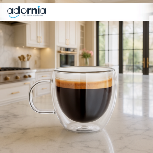 350ML DOUBLE WALL GLASS COFFEE MUG – PREMIUM ESPRESSO CUP FOR LUXURY KITCHENS
