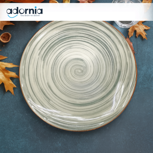 Beige Spiral Ceramic Dinner Plate by Danny Home – Minimalist Tableware for Modern Dining