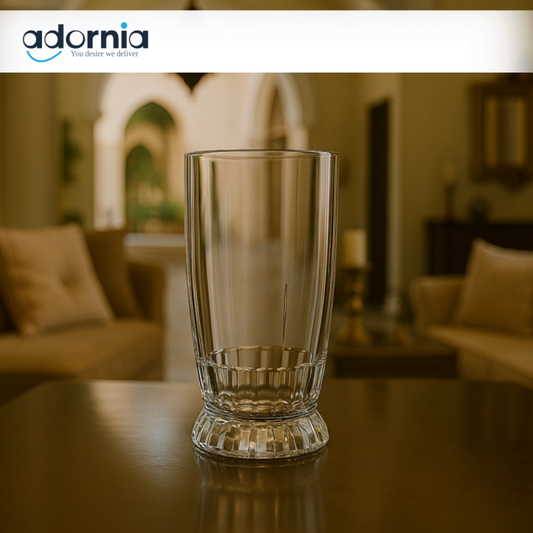 6 PIECE LUXURY CRYSTAL WATER GLASS SET – FACETED BASE ELEGANT DRINKWARE TUMBLERS