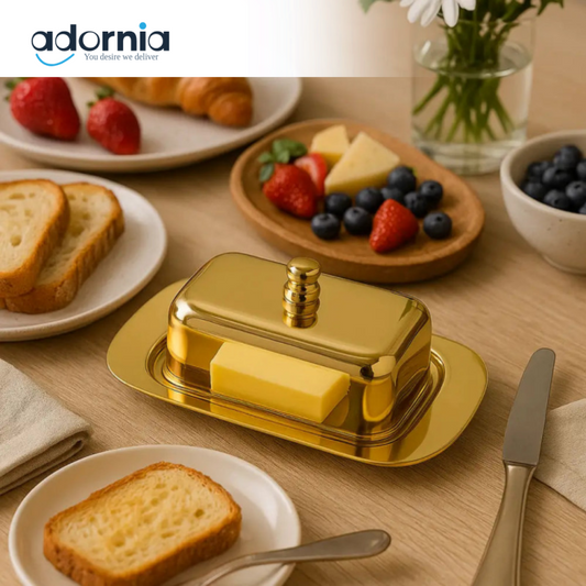 Luxury Gold Butter Dish with Lid – Elegant Brunch Tableware