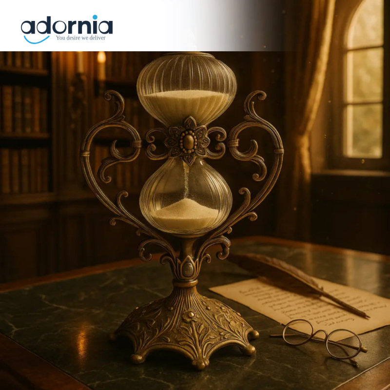 Baroque Heritage Brass Hourglass – Elegant Antique Timepiece for Home & Office