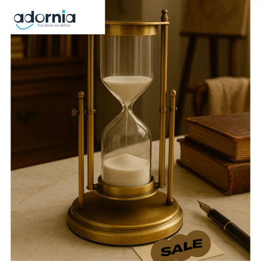 Timeluxe Brass Hourglass – Antique Desk Sand Timer for Home & Office