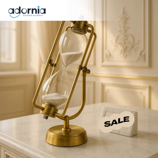 Antique Brass Rotating Hourglass – Luxury Sand Timer for Office & Study Desks