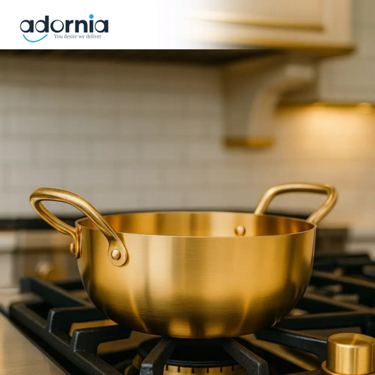 Luxury Golden Stainless Steel Ramen Bowl – 20cm with Dual Handles