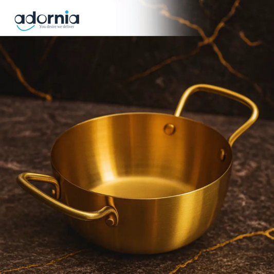 Royal Brass Ramen Bowl – 22cm Elegant Dining Kadai