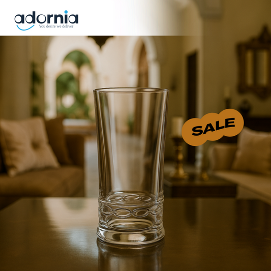 LUXURY CRYSTAL WATER GLASS 6 PIECE – TRANSPARENT ELEGANT DRINKING TUMBLER FOR HOME & DINING