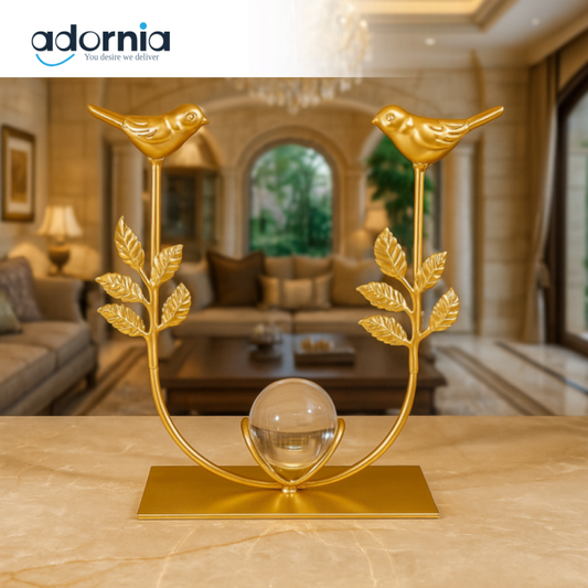 ELEGANT GOLDEN BIRD ORNAMENT DECOR PIECE – LUXURY HOME ACCENT