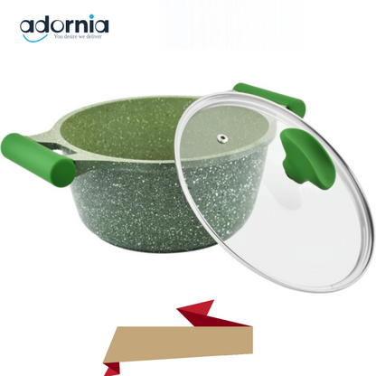 PRESTIGE GRANITE CASSEROLE WITH GLASS LID 26CM – NON-STICK COOKING POT FOR GAS & INDUCTION