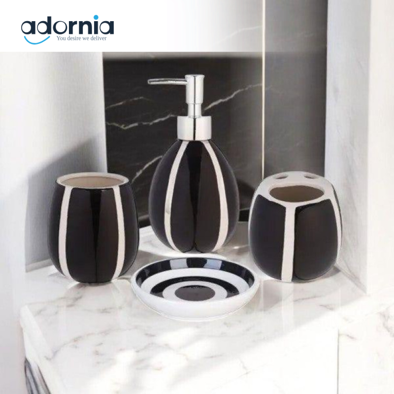 4Pieces Bath Set Lining Black