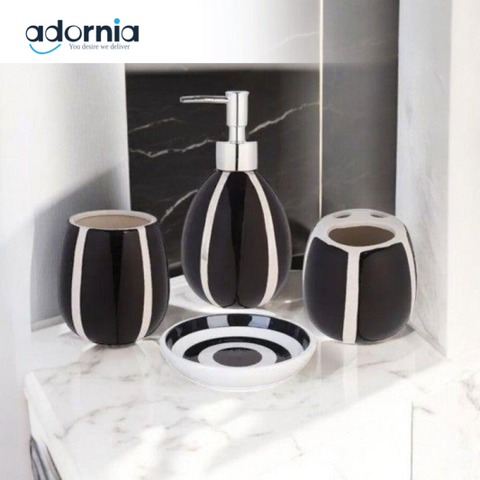 4Pieces Bath Set Lining Black