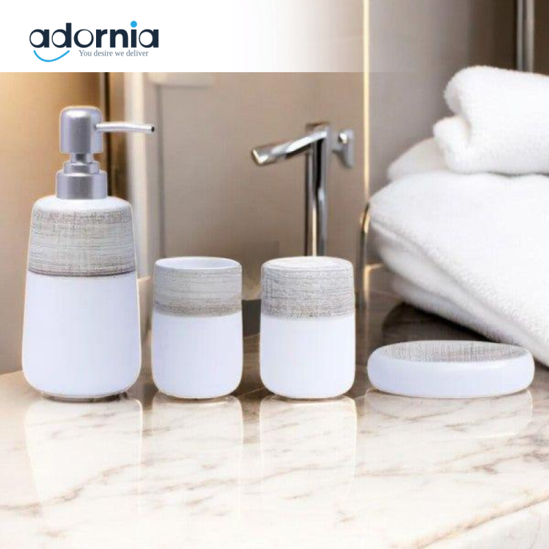 Elegant 4Pieces Bath Set White