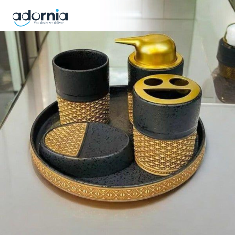 Elegant 5Pieces Bath Set Black