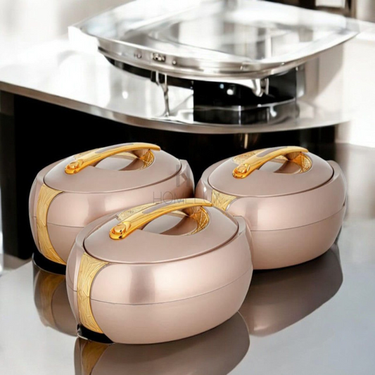 Forever Gold 3 Pieces Plastic Hot Pot Set Rose Gold - ZM