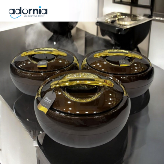 Forever Gold 3 Pieces Plastic Hot Pot Set Brown - ZM