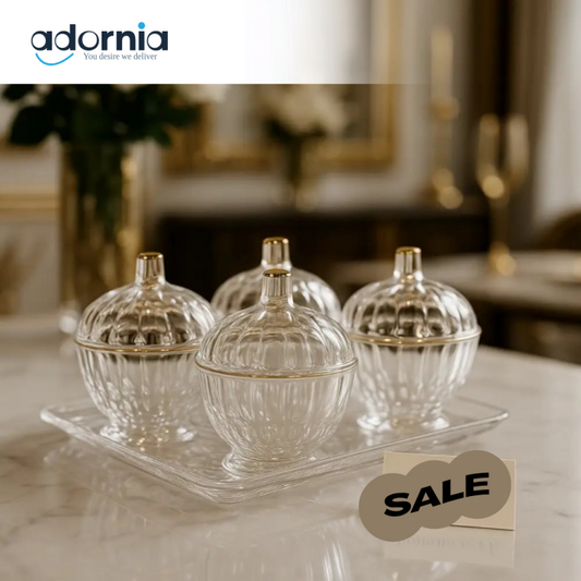 Luxury Crystal Serving Bowl Set with Gold Accents