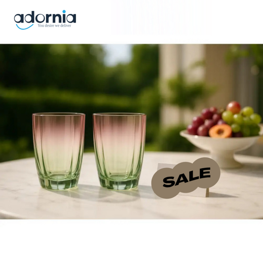 Luxury Ombre Glass Tumbler Set – Pink & Green Gradient (2-Piece)
