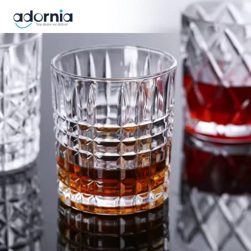 Danny Home Crystal Cut Tumbler Set of 6 – Elegant Glassware for Water, Juice & Beverages