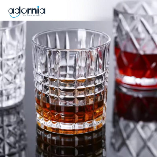 Danny Home Crystal Cut Tumbler Set of 6 – Elegant Glassware for Water, Juice & Beverages