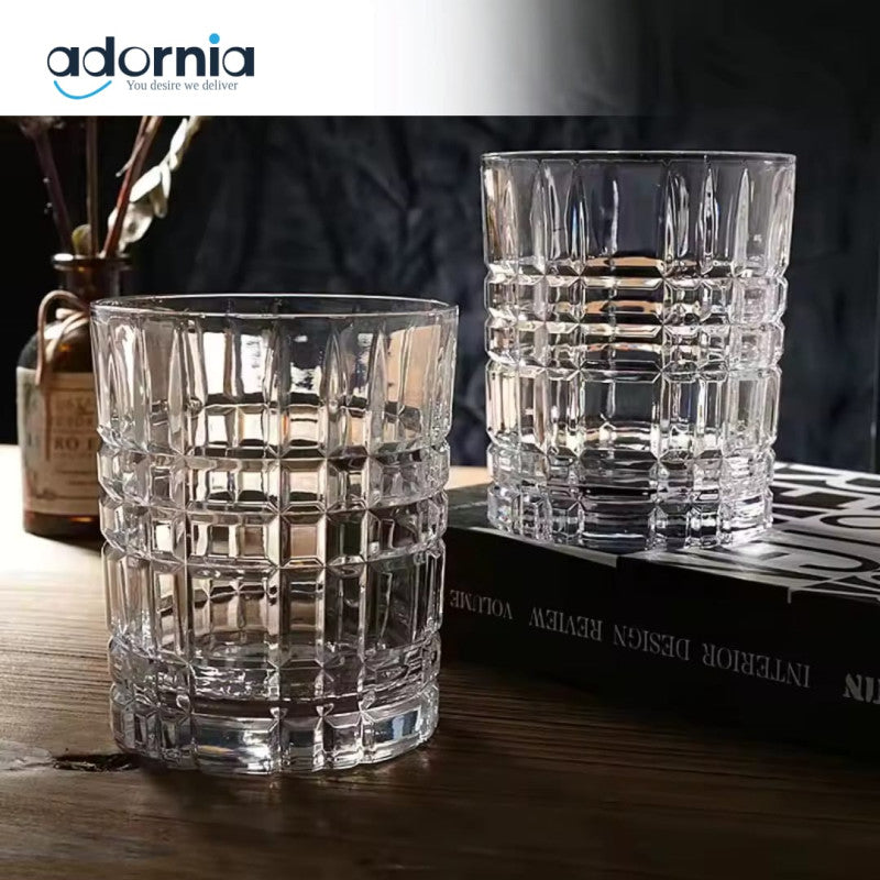 Danny Home Crystal Cut Tumbler Set of 6 – Elegant Glassware for Water, Juice & Beverages