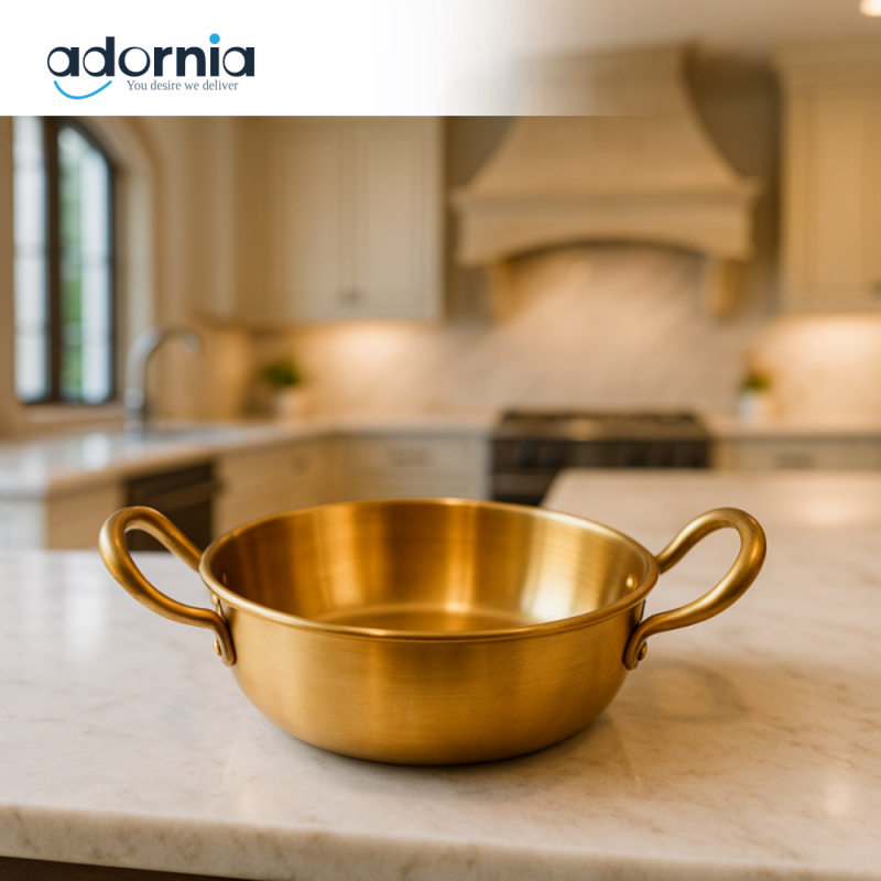 KOREAN GOLDEN RAMEN POT – PREMIUM BRASS NOODLE COOKING POT WITH HANDLES - 20CM GST1018