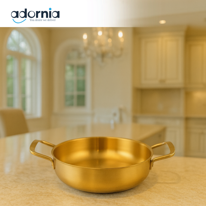 KOREAN SOUP POT – PREMIUM GOLDEN STAINLESS STEEL HOTPOT FOR COOKING & SERVING - 24CM GST1013