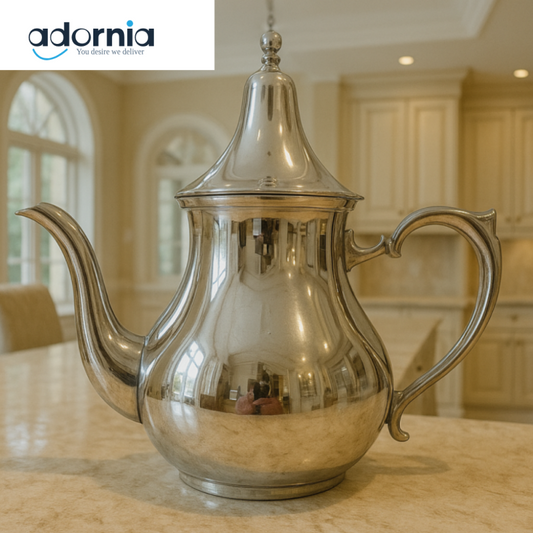 Premium Stainless Steel Teapot 1.6 Litre | Luxury Polished Silver Tea Kettle for Home & Kitchen | Adornia Pakistan
