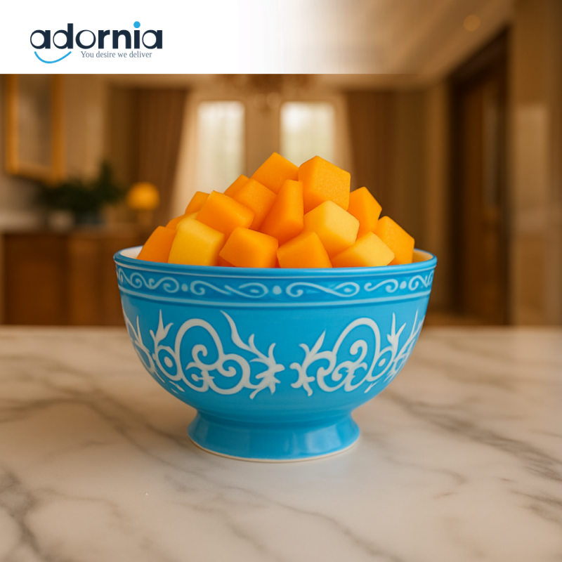 LUXURY 6 PIECE CERAMIC BOWL SET – ELEGANT DINING TABLE DECOR - SKY BLUE ZQ-140-SB