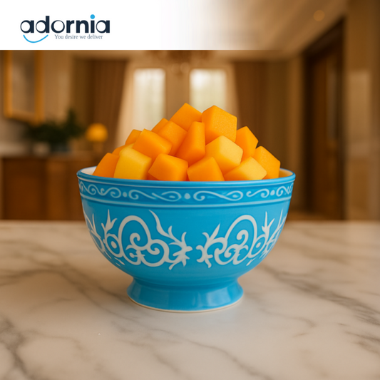 LUXURY 6 PIECE CERAMIC BOWL SET – ELEGANT DINING TABLE DECOR - SKY BLUE ZQ-140-SB