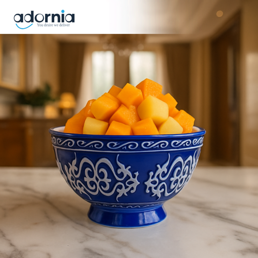 LUXURY 6 PIECE CERAMIC BOWL SET – ELEGANT DINING TABLE DECOR - BLUE ZQ-136-B
