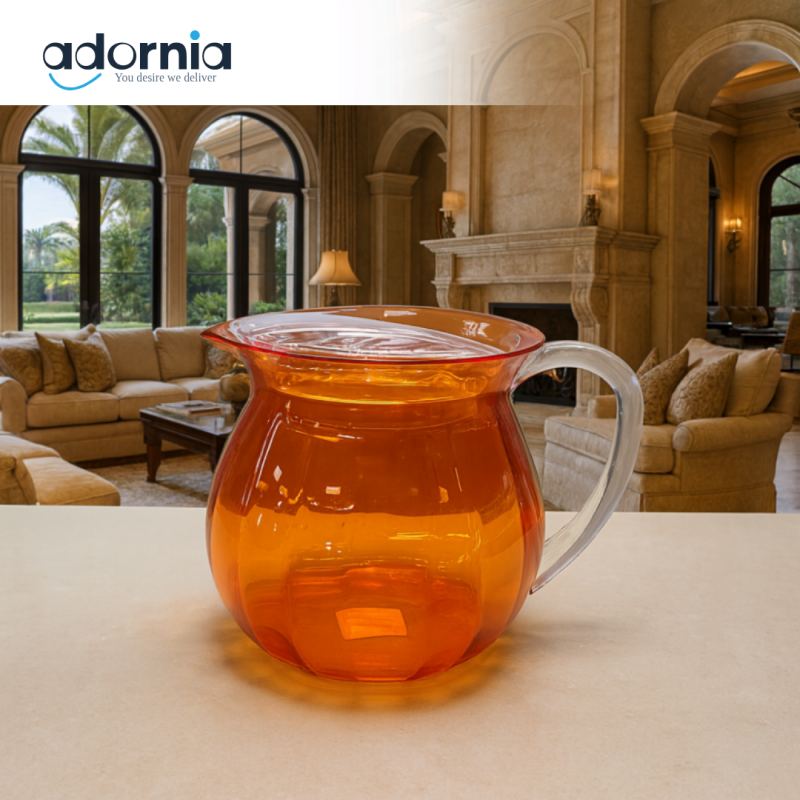 LUXURWARE ACRYLIC JUG – ELEGANT WATER & JUICE PITCHER WITH HANDLE FOR SERVING - ORANGE BH0158AC