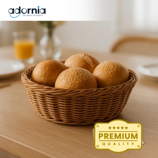Premium Wicker Bread Basket – Rustic Round Rattan Serving Bowl