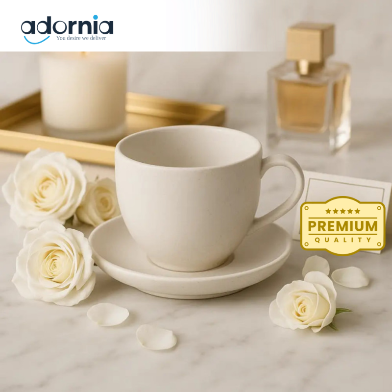 Elegance White Ceramic Cup & Saucer – Minimal Luxury Tea & Coffee Set (6pc Set)