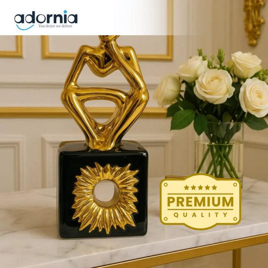 Golden Thinker Abstract Sculpture – Luxury Home Décor Accent