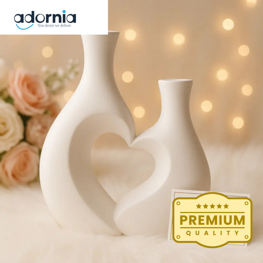 Elegant Heart-Shaped Ceramic Vase Set – Modern Luxury Home Décor