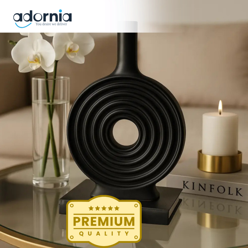 Luxury Black Spiral Decorative Vase – Modern Artistic Home Accent