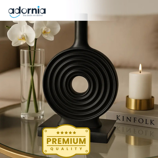 Luxury Black Spiral Decorative Vase – Modern Artistic Home Accent