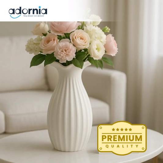 Elegant White Ripple Vase – Luxury Decorative Flower Holder