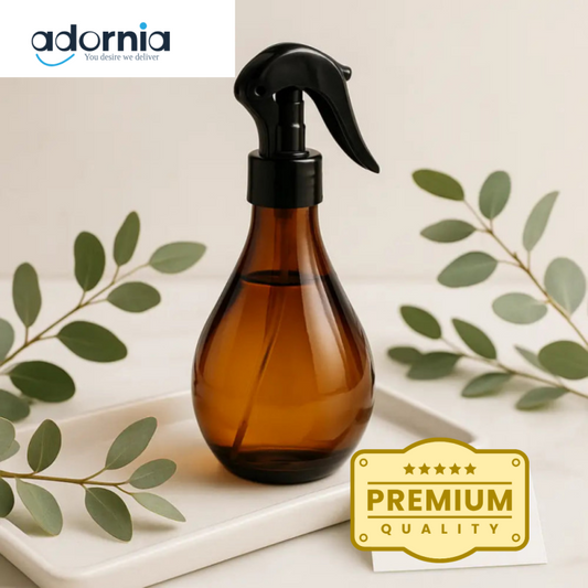 Amber Spray Bottle – Refillable Luxury Mist Dispenser with Black Trigger