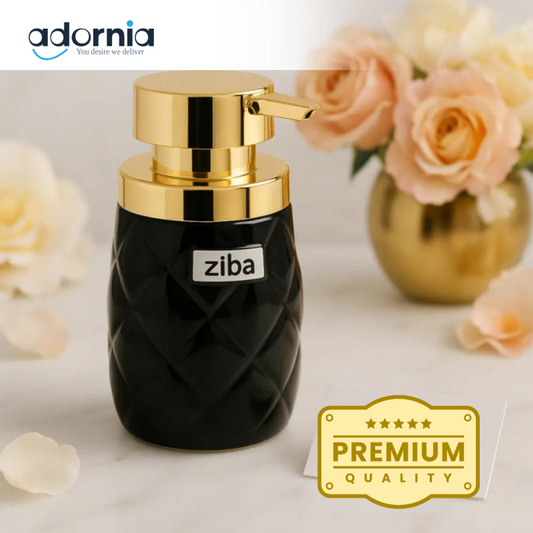 Luxury Black & Gold Soap Dispenser – Elegant Ceramic Lotion Pump Bottle